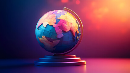 Colorful Pixel Art Globe on Stand