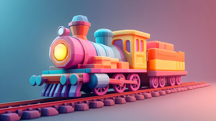 Colorful Pixel Art Train on Tracks