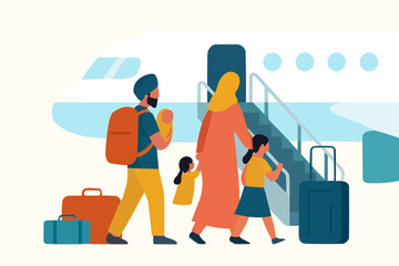 Migrant Airplane Travel Illustration