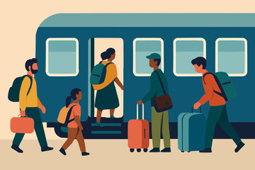 Migrant Train Travel Illustration