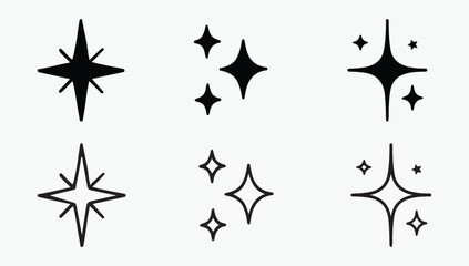 Variety of Star Icons in Black and White Vector Set