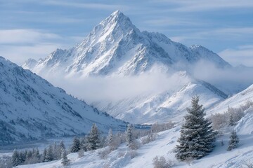 Obraz premium Majestic Snowy Mountain Winter Landscape