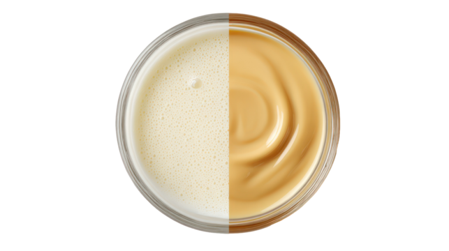 Two tone cream swirl in oval container isolated on transparent background