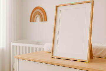 Kids Room Minimalist Interior with Empty Frames and Neutral Decor
