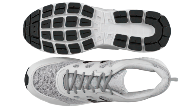 Top and bottom view of a running shoe isolated on transparent background