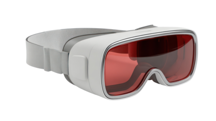 Pair of virtual reality VR goggles top front view on white background