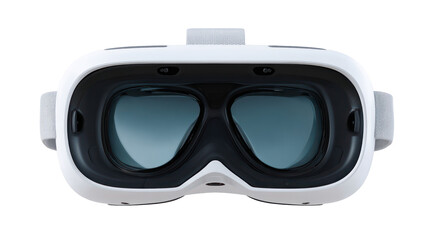 Pair of virtual reality VR goggles top front view on white background