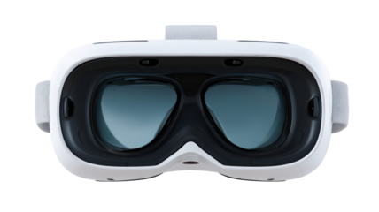 Pair of virtual reality VR goggles top front view on white background