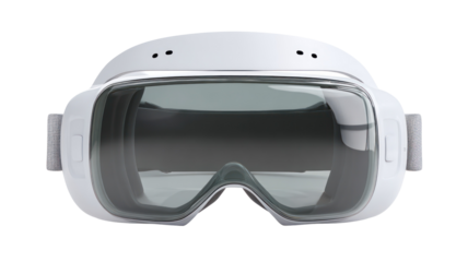 Pair of virtual reality VR goggles top front view on white background