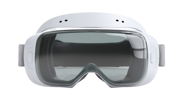 Pair of virtual reality VR goggles top front view on white background