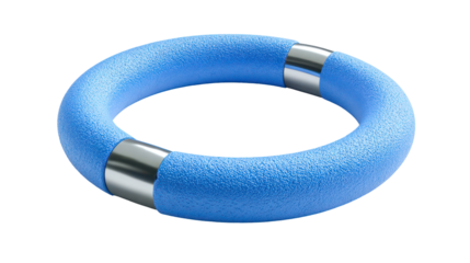 Sparkling blue ring with silver accents isolated on transparent background