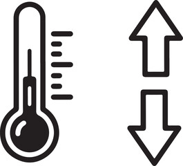 Temperature up down icon thermometer measuring heat cooling control thermal regulation high low measurement scale indicator