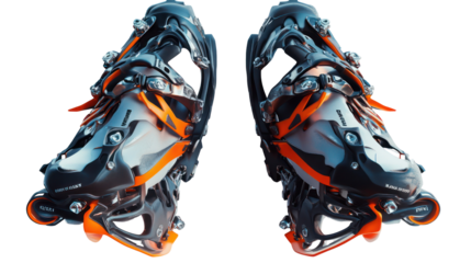 Futuristic mechanical robot legs isolated on transparent background