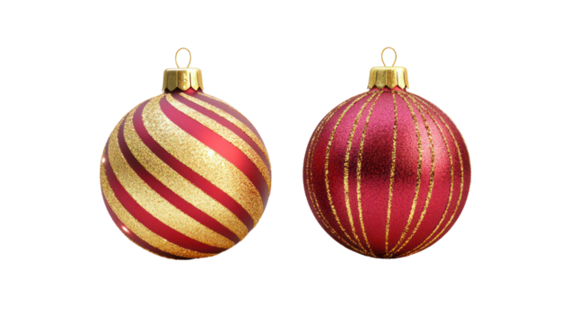 Two vintage christmas ornaments isolated on transparent background - Powered by Adobe