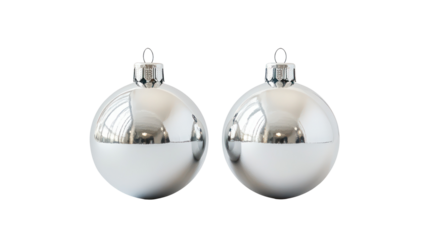 Two antique silver flasks for alcohol isolated on transparent background