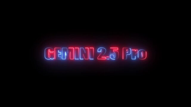 Neon Text GEMINI2.5PRO with Red and Blue Glow on Black Background GEMINI 2.5 PRO sign