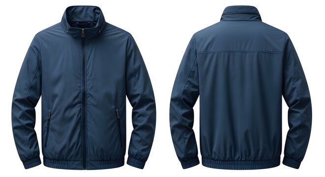 Blue Windbreaker Jacket Mockup Front and Back