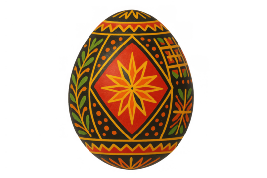 Ukrainian easter egg pysanka, intricate folk art decoration, celebrating springtime and traditional holiday culture, transparent background