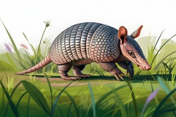 Obraz premium Brown macro close-up of a nature animal hippopotamus in the pond and on the grass with a leaf