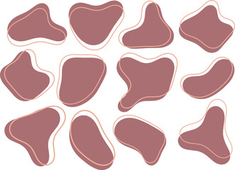 Abstract Maroon Blobs Shape with Peach Line, Minimalist Vector Background