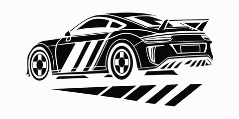 Fototapeta premium Sleek Black Sports Car Illustration Graphic Ready for Customization Vector Design