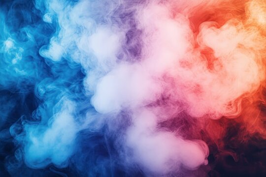 Swirling blue, purple and orange smoke clouds forming a dreamy, mysterious atmospheric gradient
