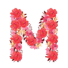 Vector floral letter, capital character M