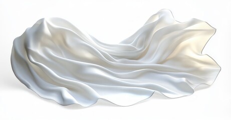 flowing white silk fabric draped in soft folds, floating cloth with gentle light conveying calm elegance
