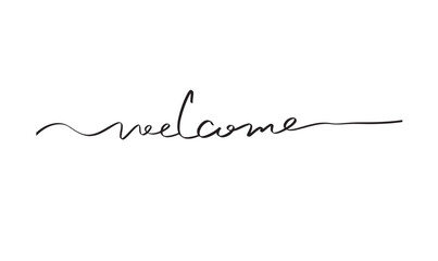 Welcome text font calligraphy hand written lettering script black color object icon welcome greeting card business thank you message happy work job occupation professional welcome partnership employee