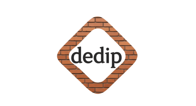Dedip Logo Featuring a Brick Pattern Diamond Shape.