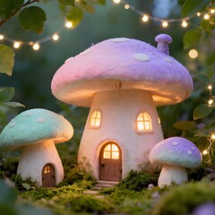 Whimsical Mushroom Cottage in an Enchanted Forest