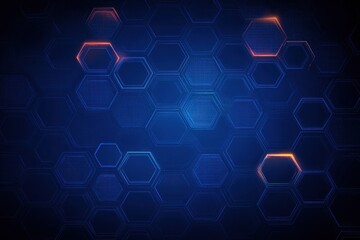 dark blue hexagonal grid with glowing orange accents and subtle textured lines, futuristic digital pattern conveying sleek high-tech mood