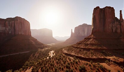 Red rock canyon in summer sun - ultra realistic photo