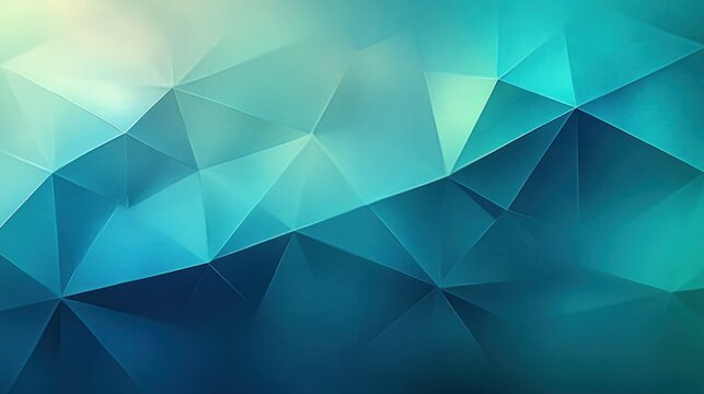serene blue teal low poly geometric background with faceted triangular shapes and soft glowing light