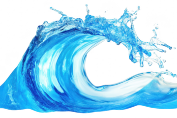 A and dynamic ocean wave crashing with splashes of water. the beauty and power of nature. ideal for use in environmental or water-related themes