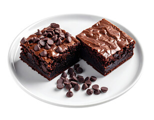 Two-Variation Brownie Dessert with Chocolate Chips Collection, isolated on transparent background
