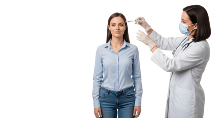 Female doctor preparing vaccine for patient medical professional with syringe.