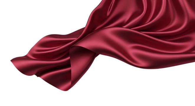 Flowing Red Silk Fabric Drapery Abstract Background.