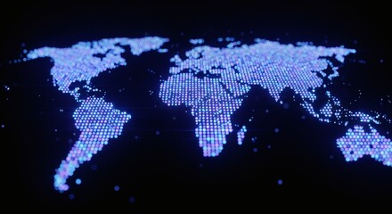 Digital World Map Connecting Dots Representing Global Network