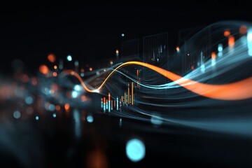 Illuminated intelligence: futuristic data displays. Online networking. Beyond reality: dynamic data visualization in holographic form. Network connectivity. Information beams.