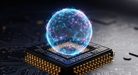 Futuristic Ai Processing Power Over Processor On Motherboard