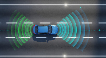 Automated Driving System Autonomous Car Self Driving Vehicle Technology Modern Transportation Smart Car with Sensors Driverless Automobiles Future on Road