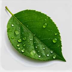 Fresh Morning Dew Drops on Vibrant Green Leaf Vector Background.