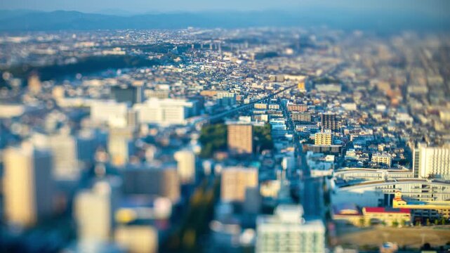 静岡県　浜松市　都市風景タイムラプス・シフトレンズ逆アオリ