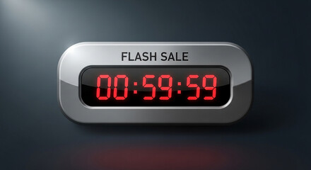 Flash sale countdown timer with one minute isolated on white background