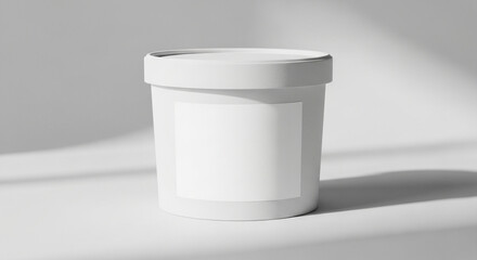 White plastic container with blank label isolated on white background