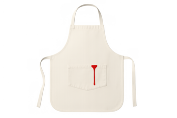 White apron with red stain, symbolizing a kitchen accident, crime scene, or professional hazard, transparent background