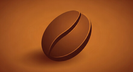 Isometric coffee bean on brown background for coffee shop or cafe logo