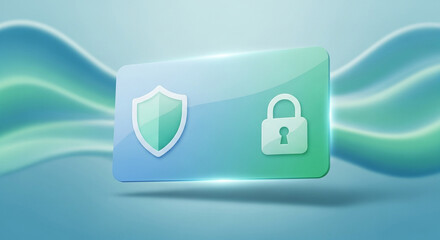 Credit card with shield and padlock for secure online payment concept