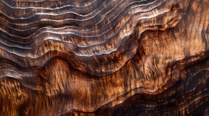 Intricate wood texture with wavy walnut grain